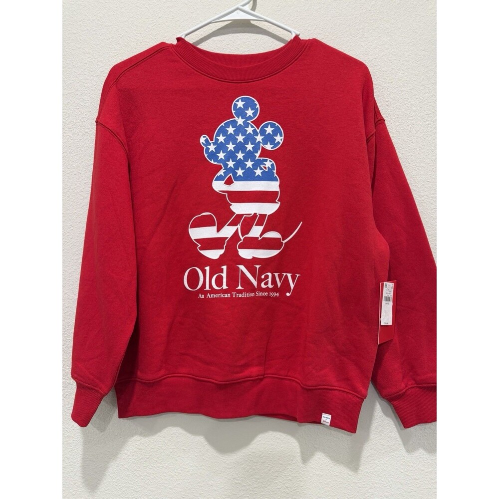 Old Navy x Disney Mickey Mouse Oversized - Flag Logo-Graphic Sweater NWT Size L